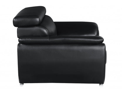 Two Piece Indoor Black Genuine Leather Five Person Seating Set HomeRoots