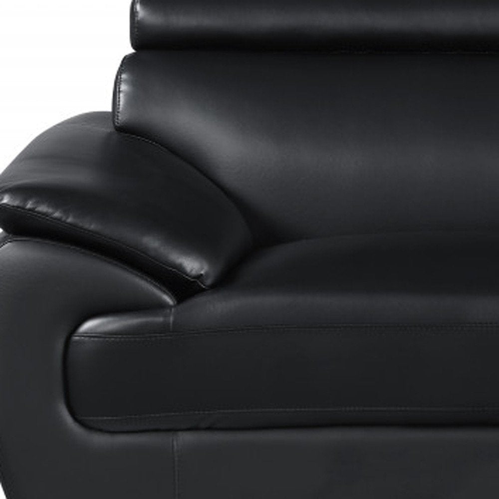 Two Piece Indoor Black Genuine Leather Five Person Seating Set HomeRoots
