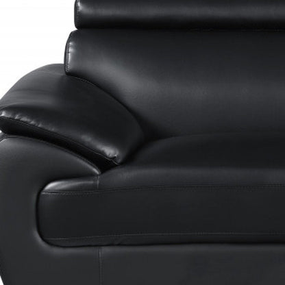 Two Piece Indoor Black Genuine Leather Five Person Seating Set HomeRoots