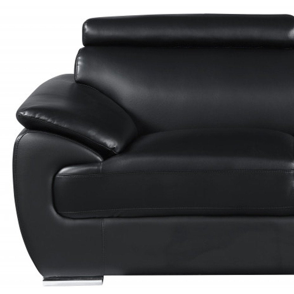 Two Piece Indoor Black Genuine Leather Five Person Seating Set HomeRoots