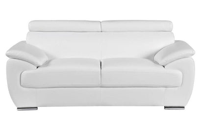 Two Piece Indoor White Genuine Leather Five Person Seating Set HomeRoots