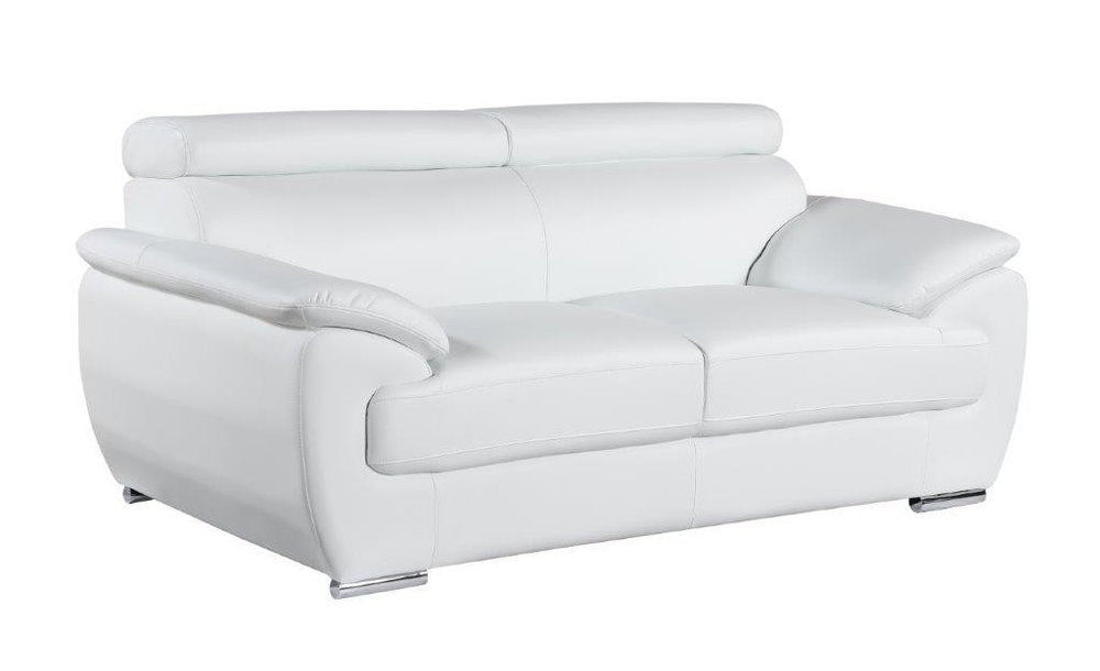 Two Piece Indoor White Genuine Leather Five Person Seating Set HomeRoots