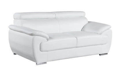 Two Piece Indoor White Genuine Leather Five Person Seating Set HomeRoots