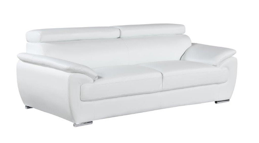 Two Piece Indoor White Genuine Leather Five Person Seating Set HomeRoots