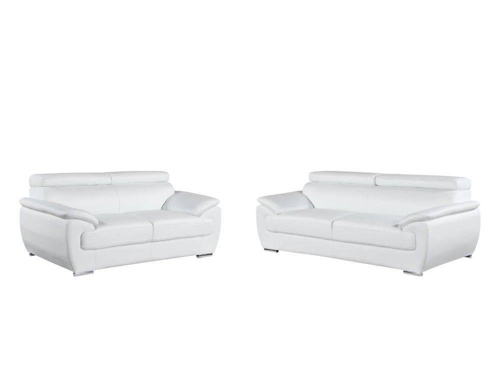 Two Piece Indoor White Genuine Leather Five Person Seating Set HomeRoots