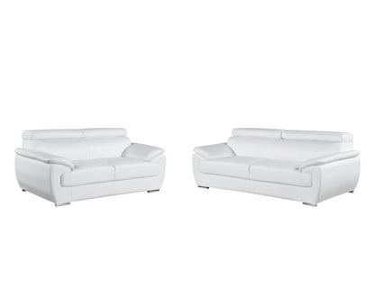 Two Piece Indoor White Genuine Leather Five Person Seating Set HomeRoots