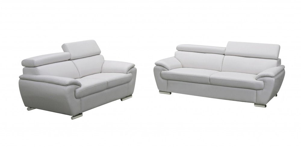 Two Piece Indoor White Genuine Leather Five Person Seating Set HomeRoots