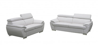 Two Piece Indoor White Genuine Leather Five Person Seating Set HomeRoots