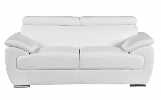 Two Piece Indoor White Genuine Leather Five Person Seating Set HomeRoots