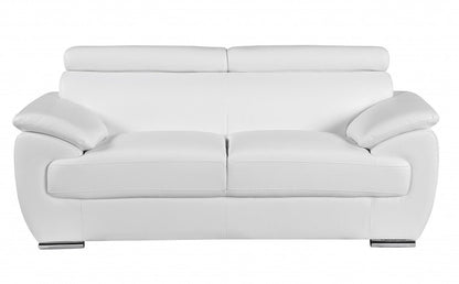 Two Piece Indoor White Genuine Leather Five Person Seating Set HomeRoots