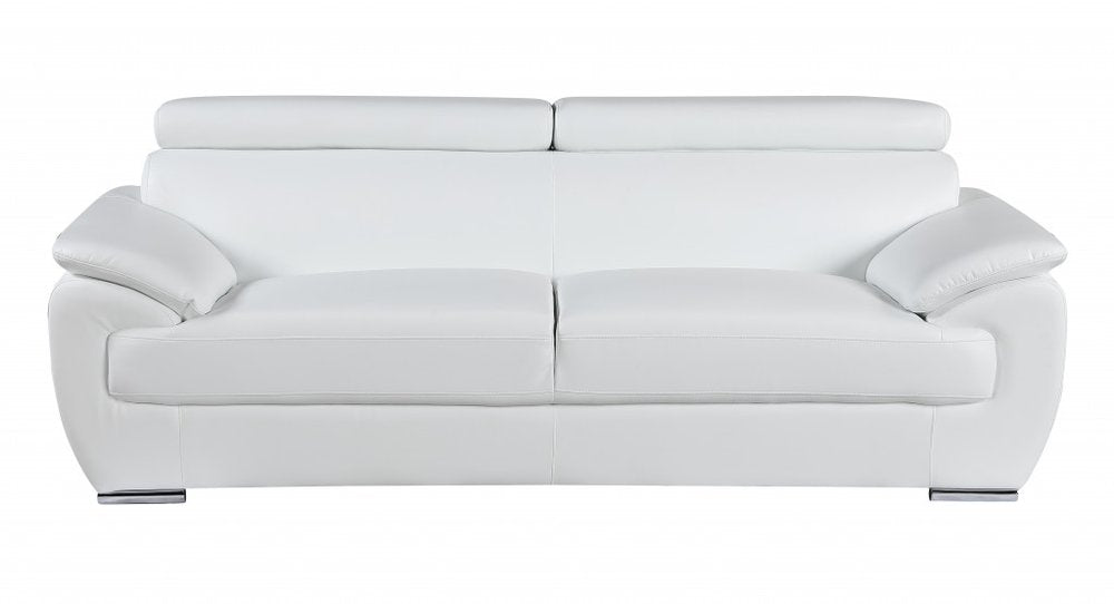Two Piece Indoor White Genuine Leather Five Person Seating Set HomeRoots