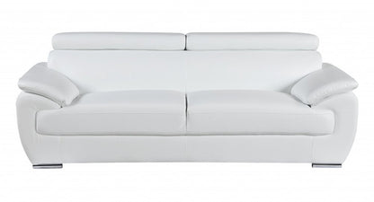 Two Piece Indoor White Genuine Leather Five Person Seating Set HomeRoots