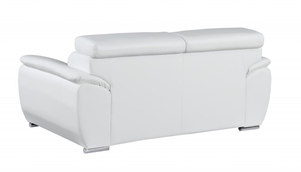 Two Piece Indoor White Genuine Leather Five Person Seating Set HomeRoots