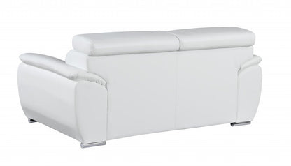 Two Piece Indoor White Genuine Leather Five Person Seating Set HomeRoots