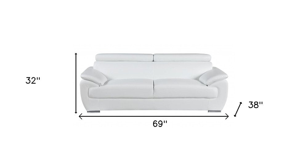 Two Piece Indoor White Genuine Leather Five Person Seating Set HomeRoots