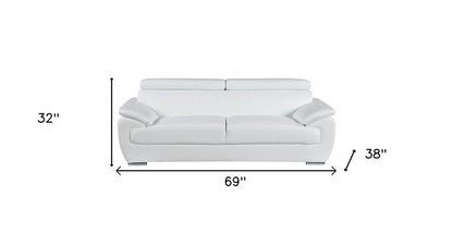 Two Piece Indoor White Genuine Leather Five Person Seating Set HomeRoots