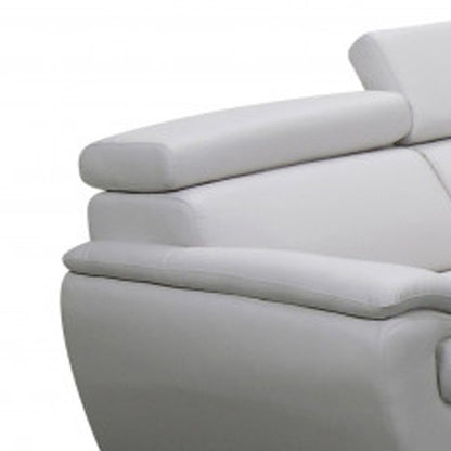Two Piece Indoor White Genuine Leather Five Person Seating Set HomeRoots