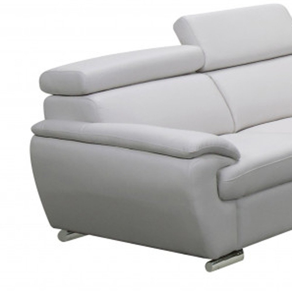 Two Piece Indoor White Genuine Leather Five Person Seating Set HomeRoots