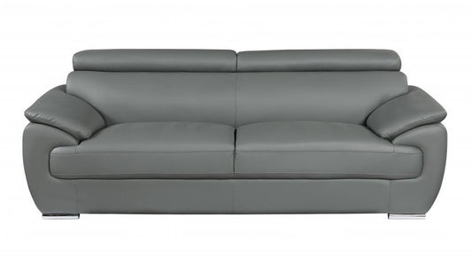 Two Piece Indoor Gray Genuine Leather Five Person Seating Set HomeRoots