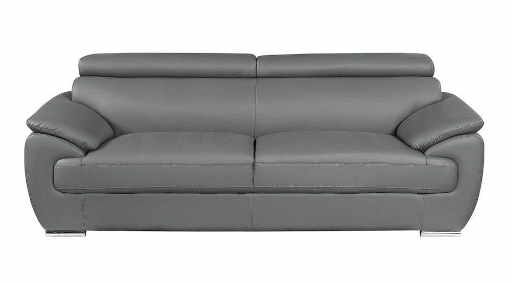 Two Piece Indoor Gray Genuine Leather Five Person Seating Set HomeRoots