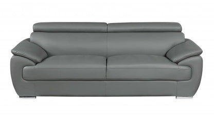 Two Piece Indoor Gray Genuine Leather Five Person Seating Set HomeRoots