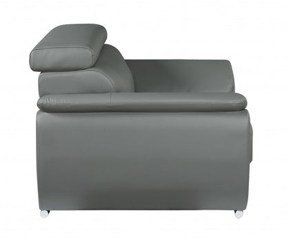 Two Piece Indoor Gray Genuine Leather Five Person Seating Set HomeRoots