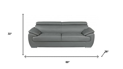 Two Piece Indoor Gray Genuine Leather Five Person Seating Set HomeRoots