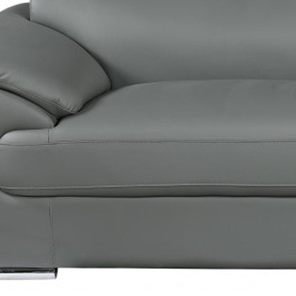 Two Piece Indoor Gray Genuine Leather Five Person Seating Set HomeRoots