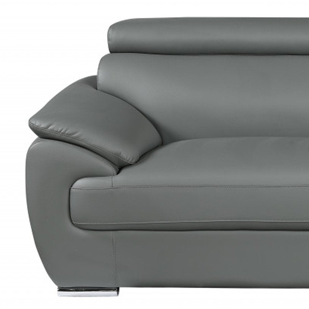Two Piece Indoor Gray Genuine Leather Five Person Seating Set HomeRoots