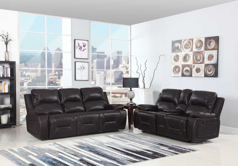 Two Piece Indoor Brown Faux Leather Five Person Seating Set HomeRoots