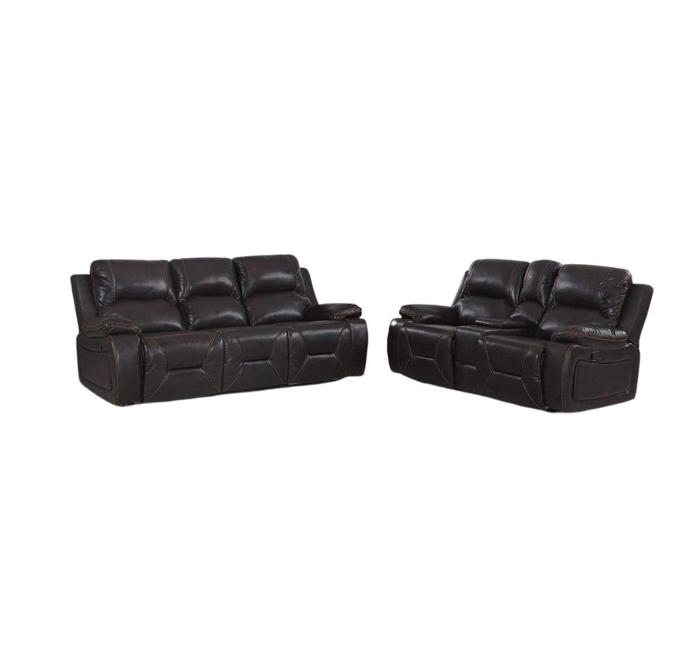 Two Piece Indoor Brown Faux Leather Five Person Seating Set HomeRoots