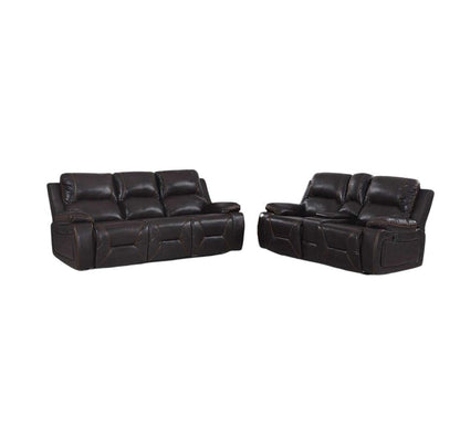 Two Piece Indoor Brown Faux Leather Five Person Seating Set HomeRoots