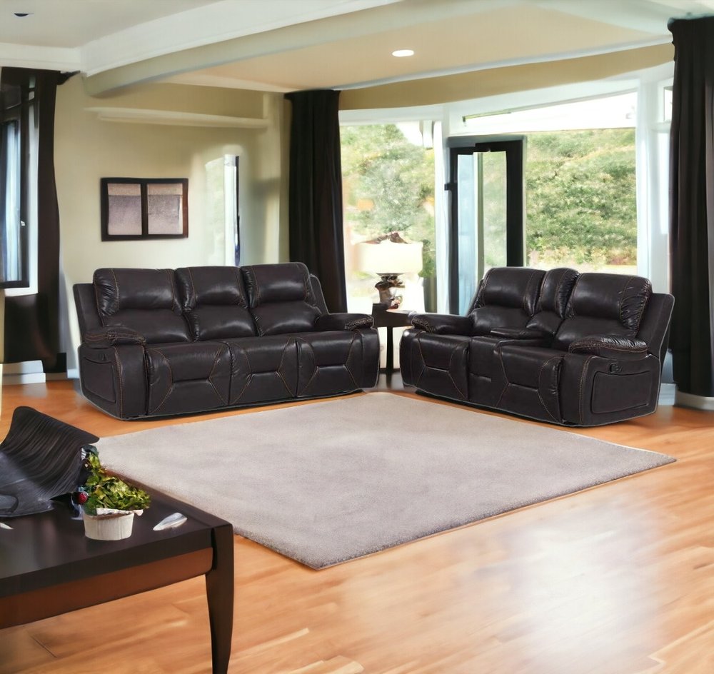 Two Piece Indoor Brown Faux Leather Five Person Seating Set HomeRoots