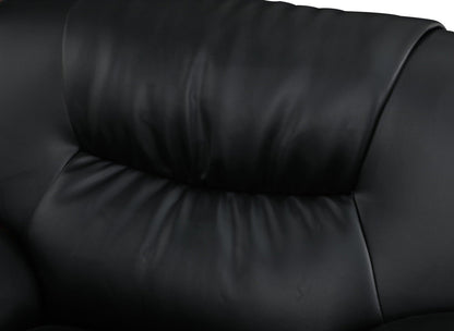 80" Black And Silver Leather Sofa - FurniFindUSA