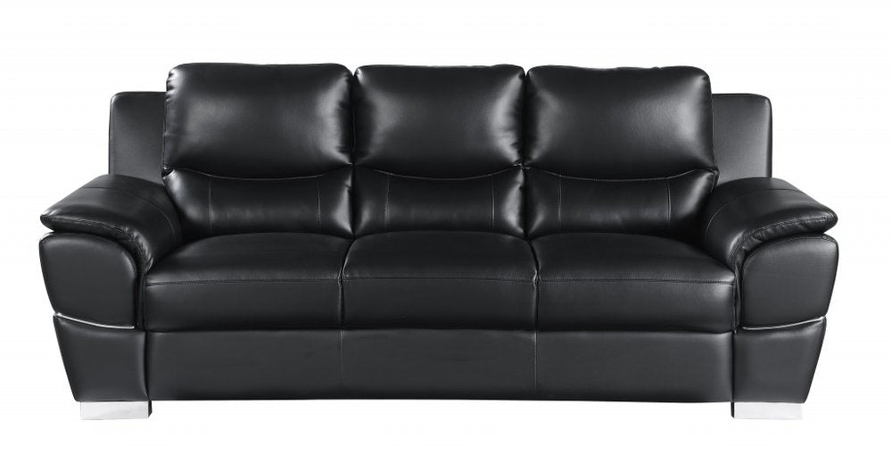 Two Piece Indoor Black Genuine Leather Five Person Seating Set HomeRoots
