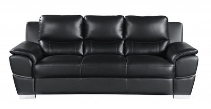 Two Piece Indoor Black Genuine Leather Five Person Seating Set HomeRoots