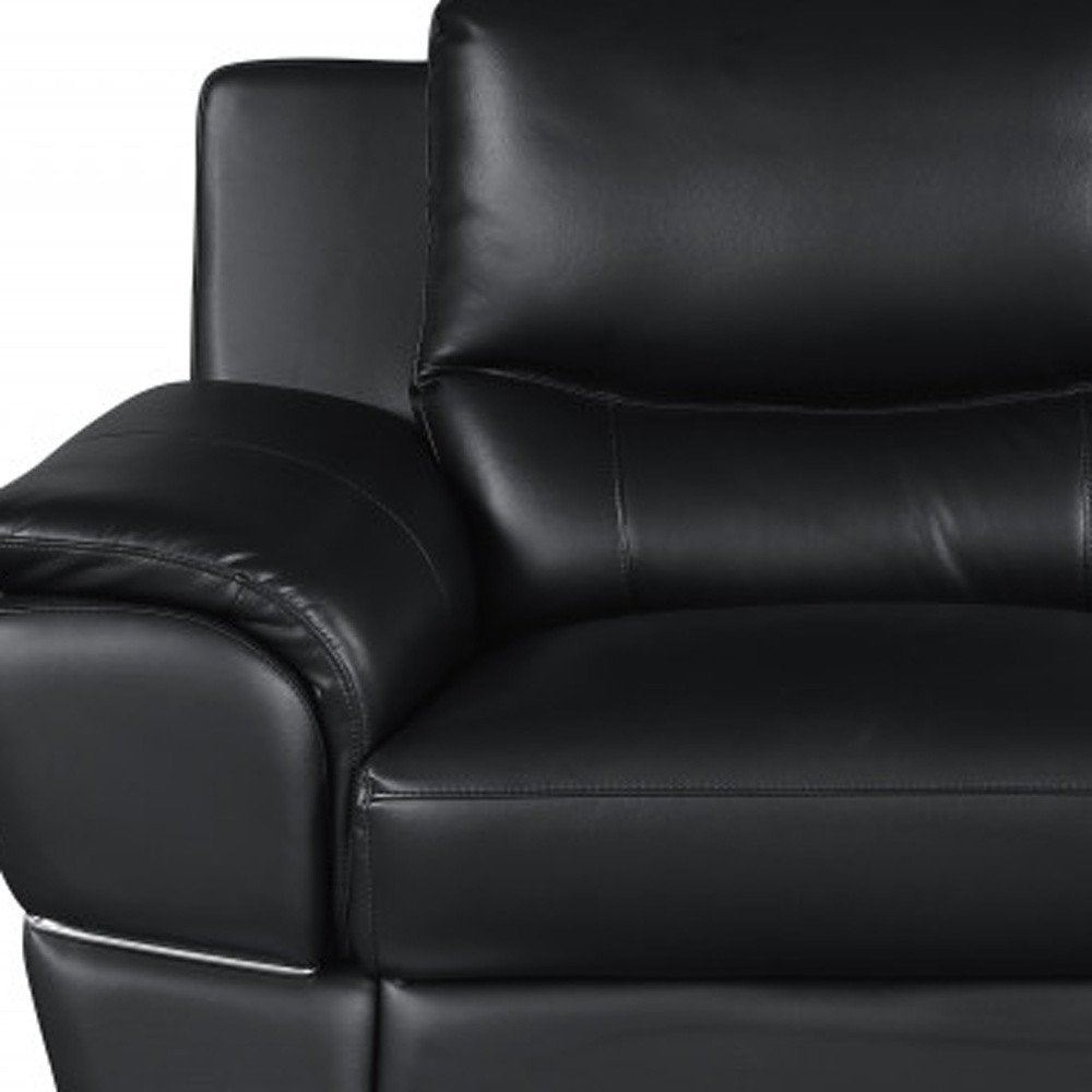 Two Piece Indoor Black Genuine Leather Five Person Seating Set HomeRoots