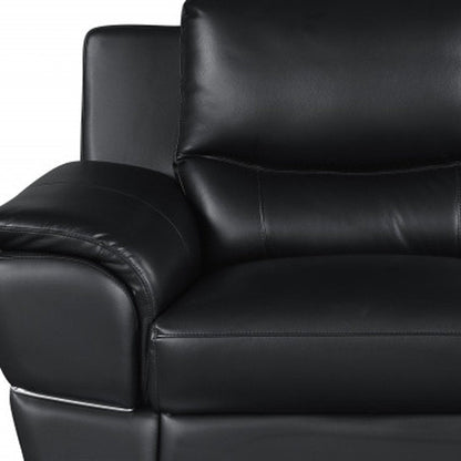 Two Piece Indoor Black Genuine Leather Five Person Seating Set HomeRoots