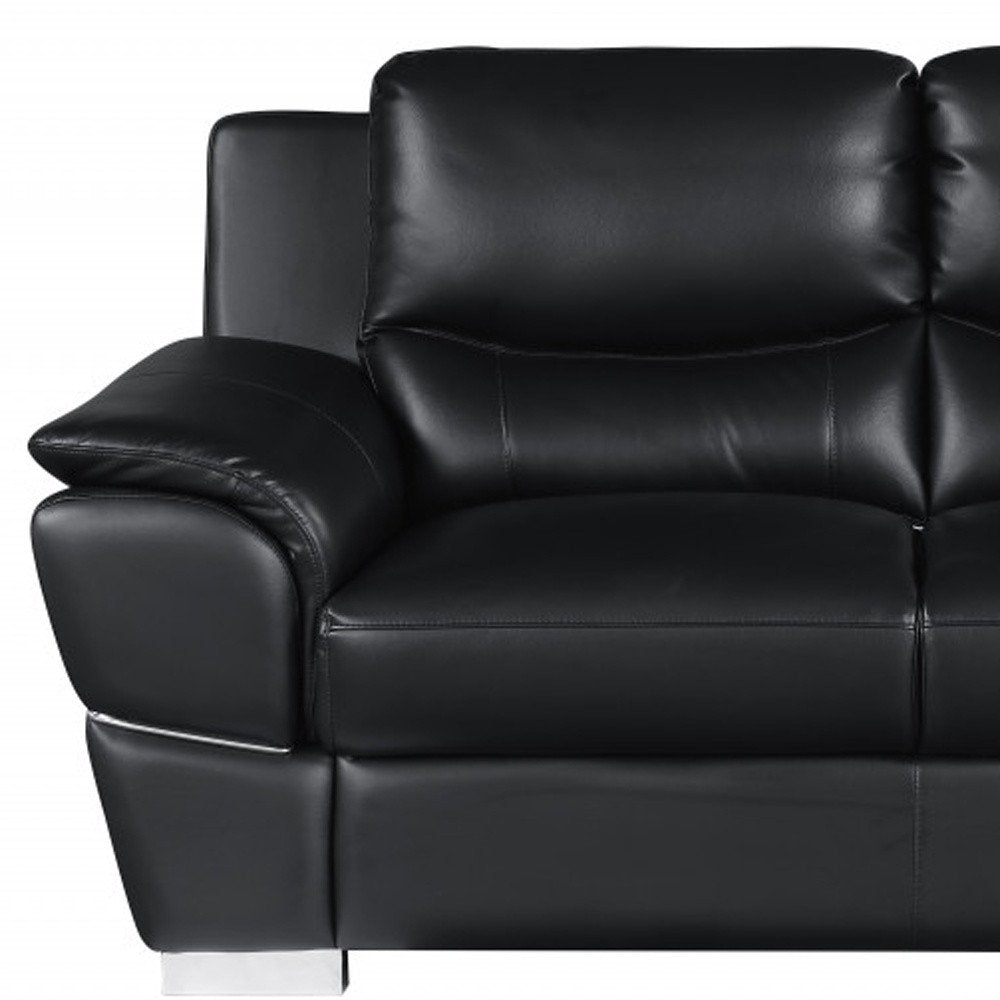 Two Piece Indoor Black Genuine Leather Five Person Seating Set HomeRoots