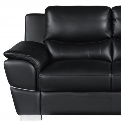 Two Piece Indoor Black Genuine Leather Five Person Seating Set HomeRoots