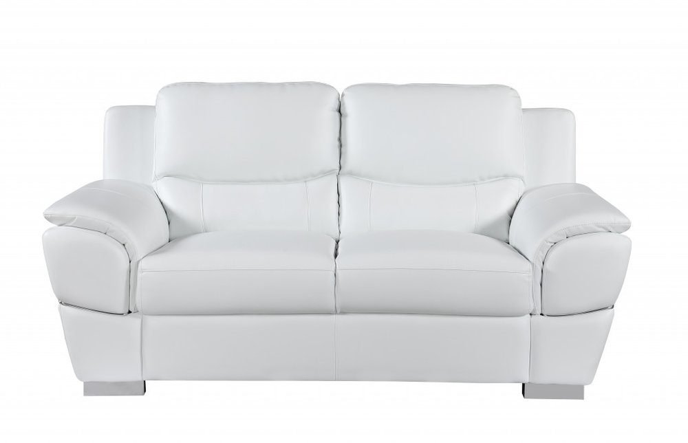 Two Piece Indoor White Genuine Leather Five Person Seating Set HomeRoots
