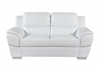 Two Piece Indoor White Genuine Leather Five Person Seating Set HomeRoots