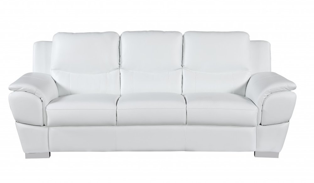 Two Piece Indoor White Genuine Leather Five Person Seating Set HomeRoots