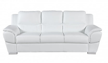 Two Piece Indoor White Genuine Leather Five Person Seating Set HomeRoots
