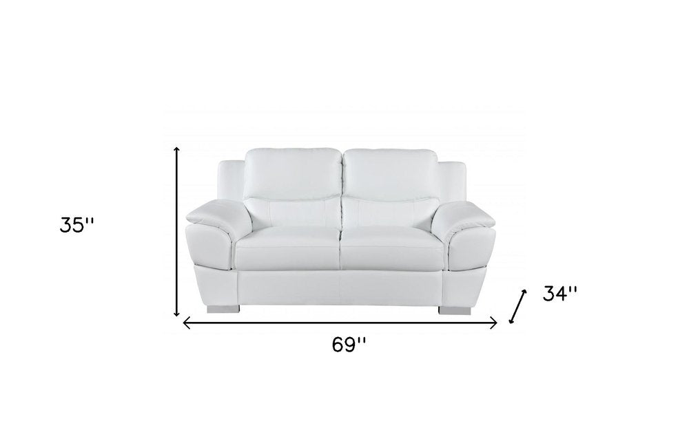 Two Piece Indoor White Genuine Leather Five Person Seating Set HomeRoots