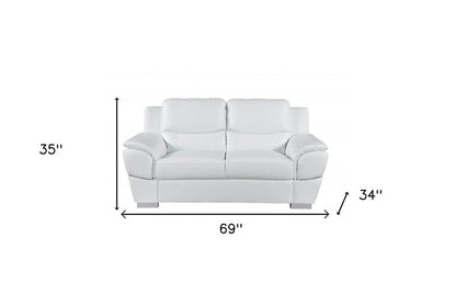 Two Piece Indoor White Genuine Leather Five Person Seating Set HomeRoots