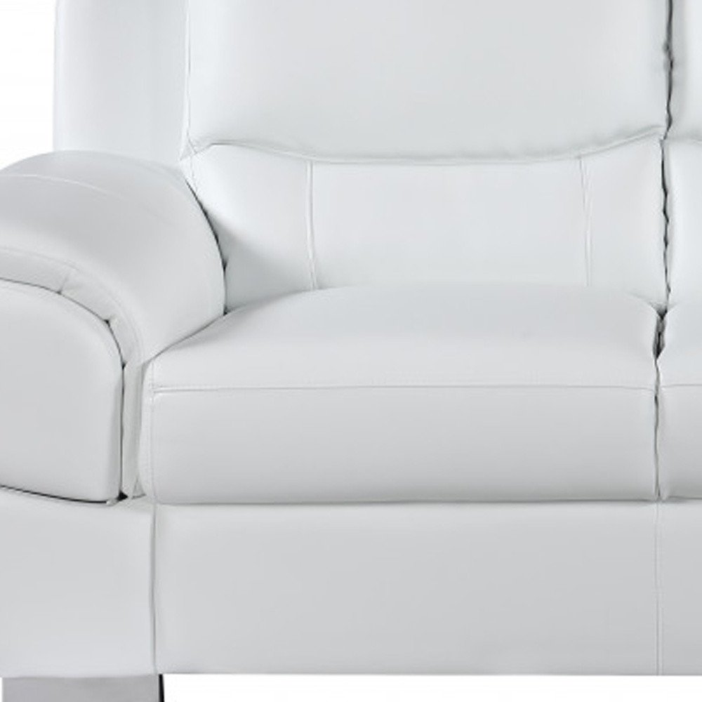 Two Piece Indoor White Genuine Leather Five Person Seating Set HomeRoots