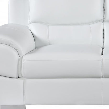 Two Piece Indoor White Genuine Leather Five Person Seating Set HomeRoots