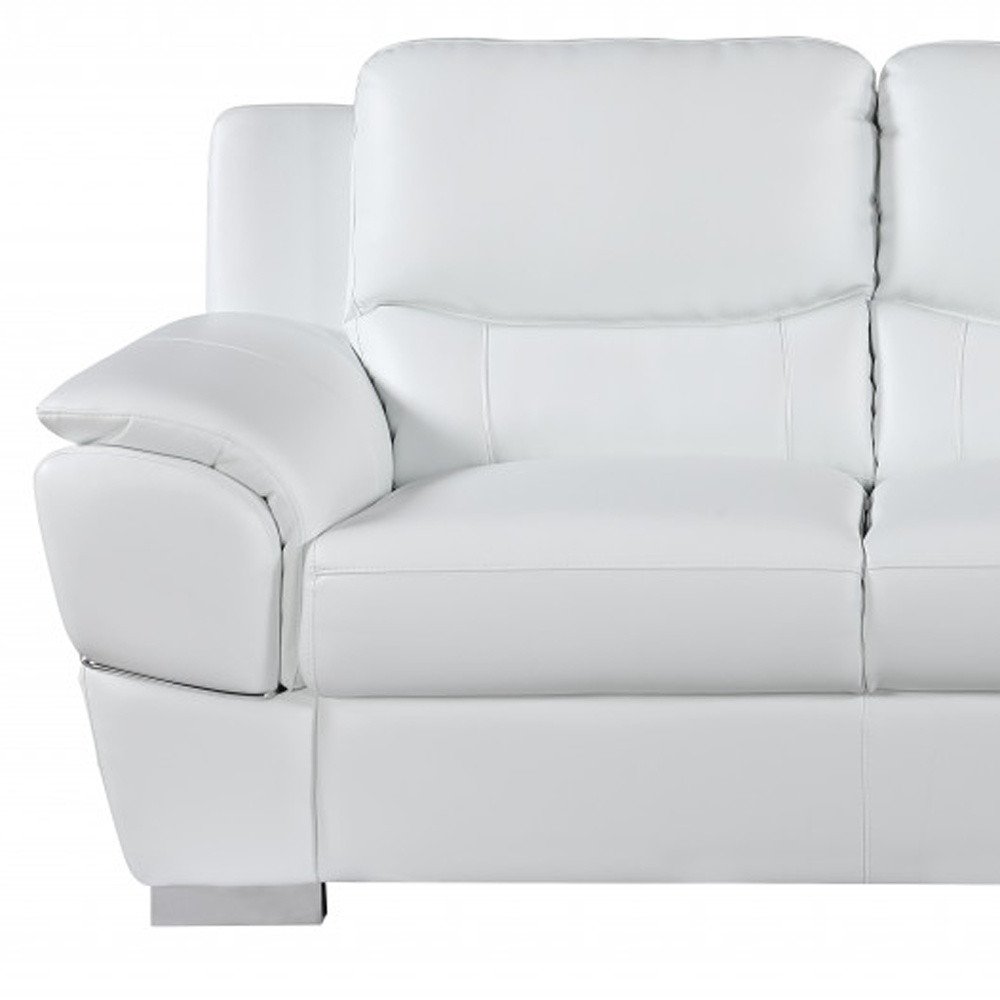 Two Piece Indoor White Genuine Leather Five Person Seating Set HomeRoots