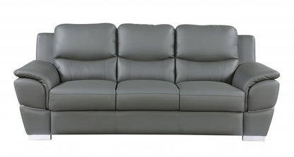 Two Piece Indoor Gray Genuine Leather Five Person Seating Set HomeRoots